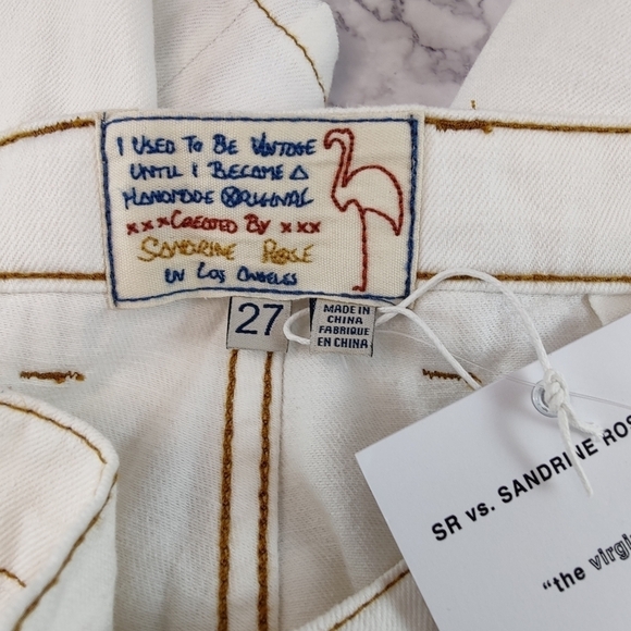 Sandrine Rose X Free People The Fred High Waist White Buckle Pants Size 27 - Picture 8 of 9